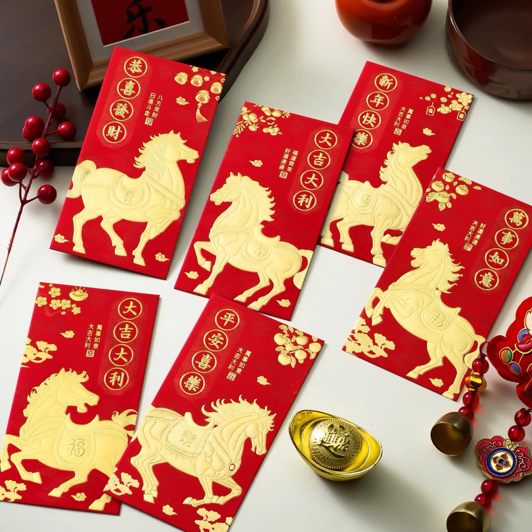 Sobre rojo grande Año del caballo (6 uds)