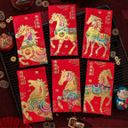 Sobre rojo grande Año del caballo multicolor (6 uds)