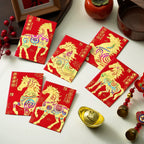 Sobre rojo grande Año del caballo multicolor (6 uds)